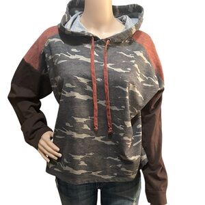 Hem & Thread Color Block Camo Hoodie Sz SM